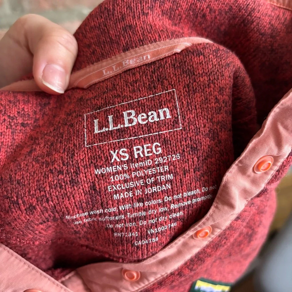 L.L. Bean Heathered Rose Snap-Button Fleece Pullover - Picture 2 of 5